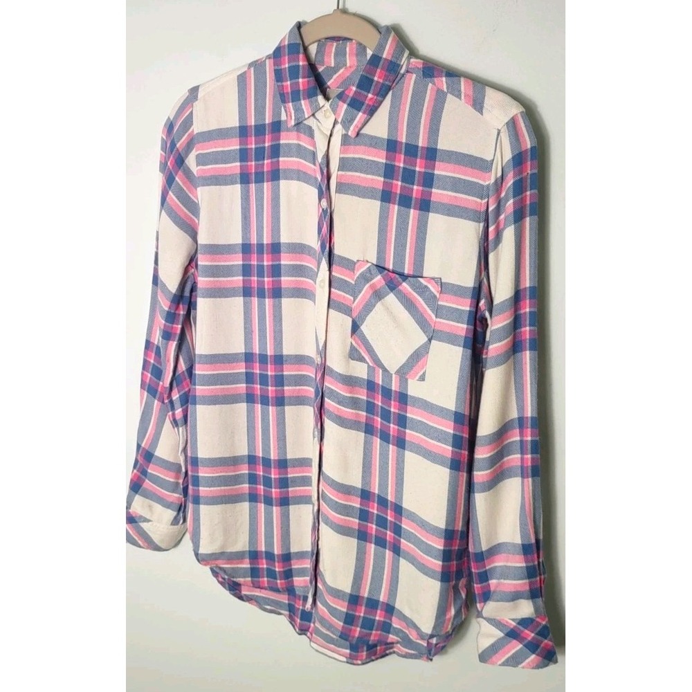 Rails Hunter Plaid Woven Rayon Button-Up Shirt Collared Long Sleeve Cowgirl XXS